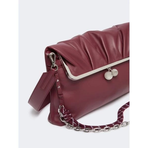 Max Mara Slalom Clutch Style Sheepskin Pasticcino Bag in Ruby | Clutch Bags | Coveti