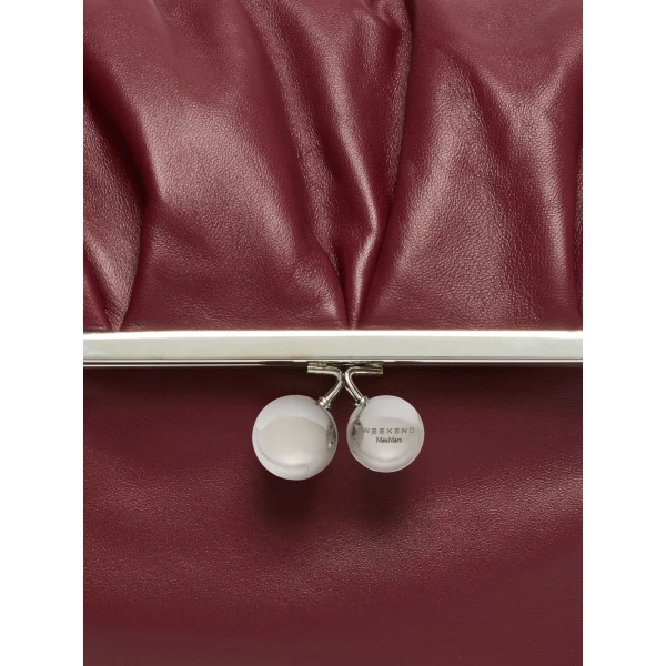 Max Mara Slalom Clutch Style Sheepskin Pasticcino Bag in Ruby | Clutch Bags | Coveti