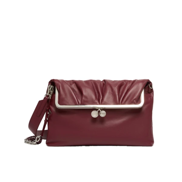 Max Mara Slalom Clutch Style Sheepskin Pasticcino Bag in Ruby | Clutch Bags | Coveti