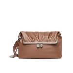 Max Mara Slalom Clutch Style Sheepskin Pasticcino Bag in Tobacco | Clutch Bags | Coveti
