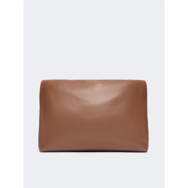 Max Mara Slalom Clutch Style Sheepskin Pasticcino Bag in Tobacco | Clutch Bags | Coveti