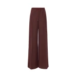 Max Mara Slalom Denim-Effect Wool Wide-Leg Trousers in Rust | Denim | Coveti