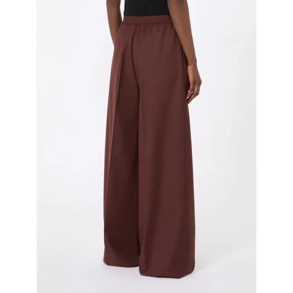 Max Mara Slalom Denim-Effect Wool Wide-Leg Trousers in Rust | Denim | Coveti