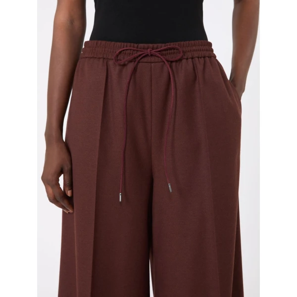 Max Mara Slalom Denim-Effect Wool Wide-Leg Trousers in Rust | Denim | Coveti