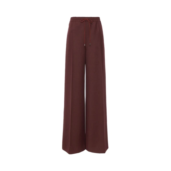 Max Mara Slalom Denim-Effect Wool Wide-Leg Trousers in Rust | Denim | Coveti