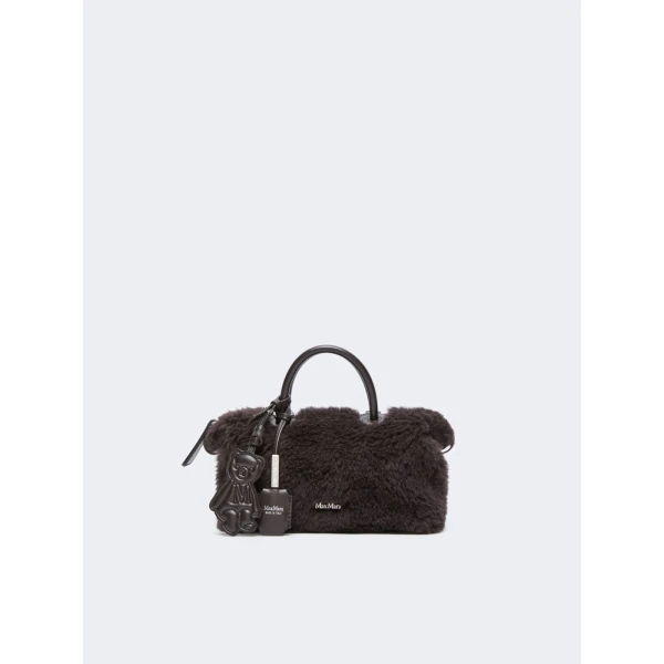 Max Mara Small Alpaca and Wool Teddy Boston Bag in Brown | Totes & Top-Handle Bags | Coveti