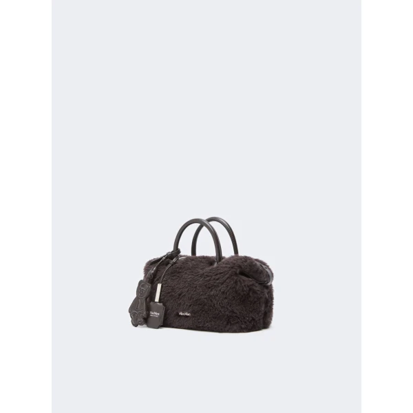 Max Mara Small Alpaca and Wool Teddy Boston Bag in Brown | Totes & Top-Handle Bags | Coveti