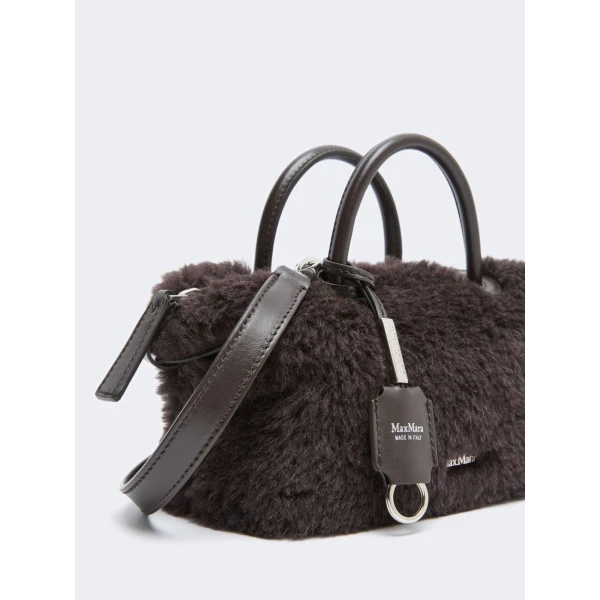 Max Mara Small Alpaca and Wool Teddy Boston Bag in Brown | Totes & Top-Handle Bags | Coveti