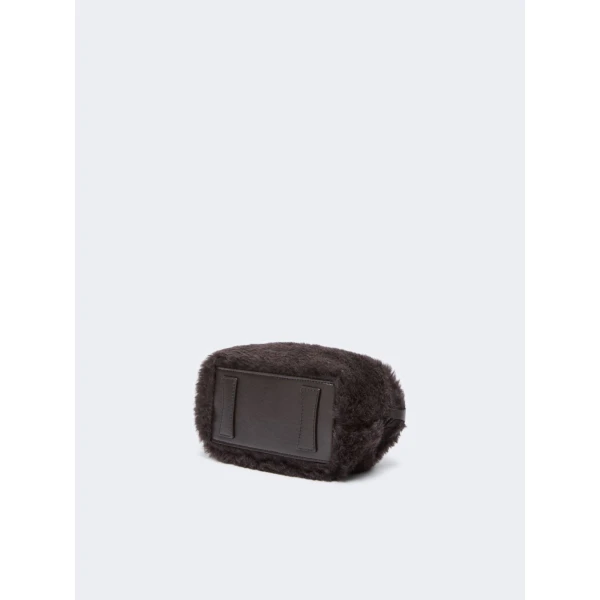 Max Mara Small Alpaca and Wool Teddy Boston Bag in Brown | Totes & Top-Handle Bags | Coveti