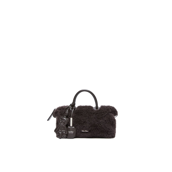 Max Mara Small Alpaca and Wool Teddy Boston Bag in Brown | Totes & Top-Handle Bags | Coveti