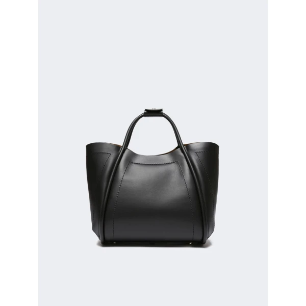 Max Mara Small Leather Marine Bag in Black | Totes & Top-Handle Bags | Coveti