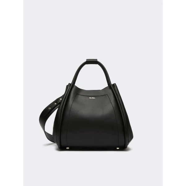 Max Mara Small Leather Marine Bag in Black | Totes & Top-Handle Bags | Coveti