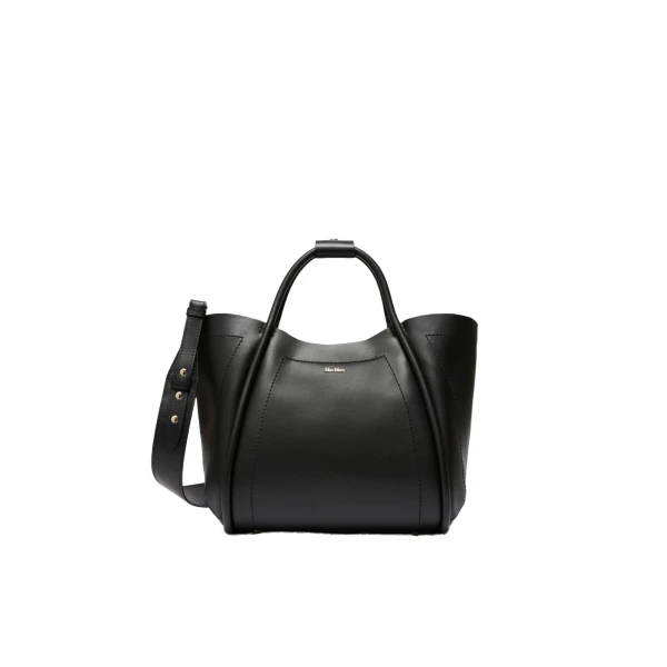 Max Mara Small Leather Marine Bag in Black | Women | Coveti