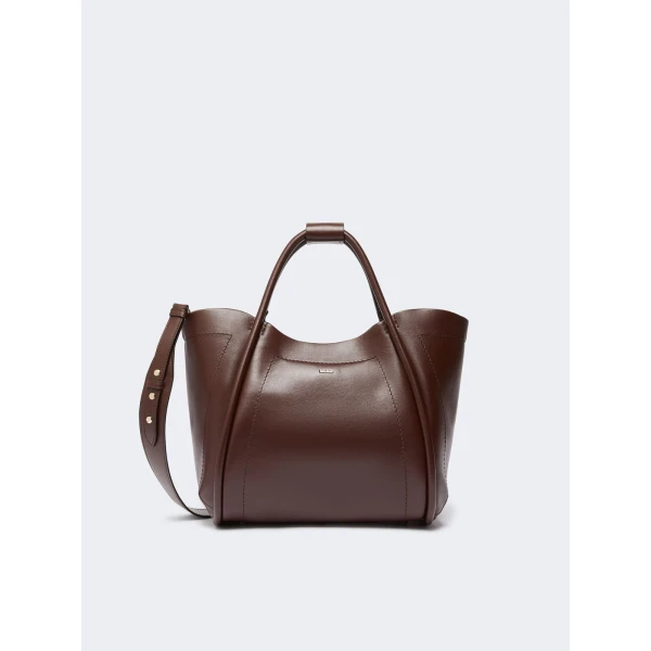 Max Mara Small Leather Marine Bag in Brown | Totes & Top-Handle Bags | Coveti