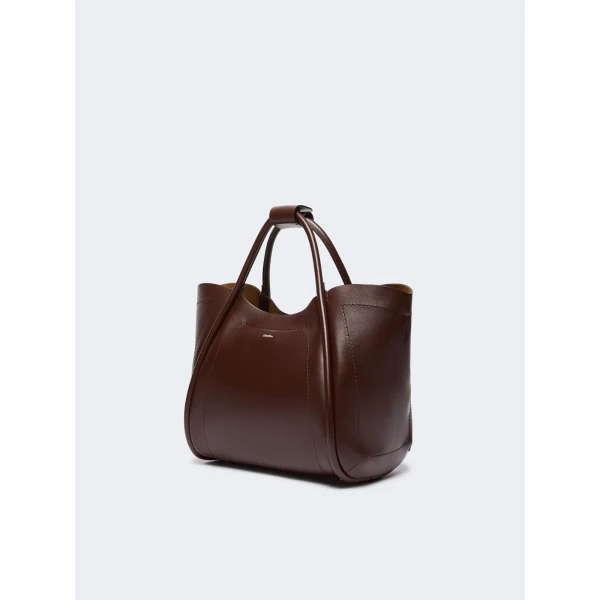 Max Mara Small Leather Marine Bag in Brown | Totes & Top-Handle Bags | Coveti