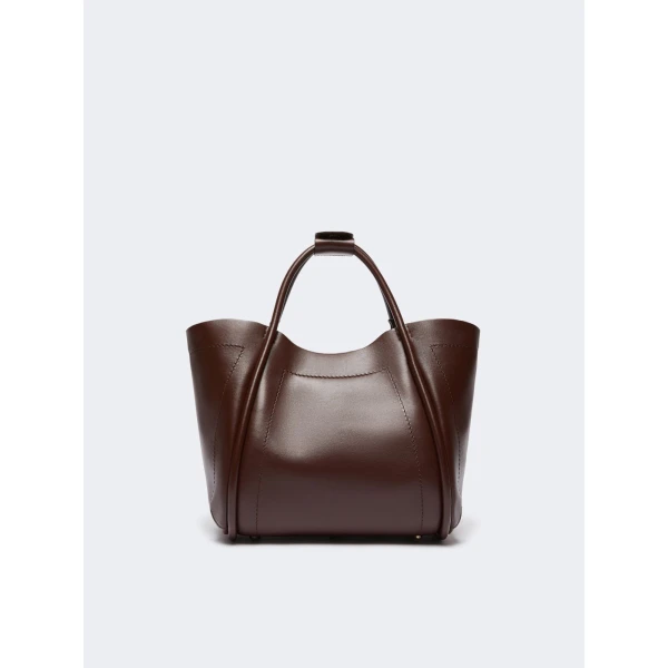 Max Mara Small Leather Marine Bag in Brown | Totes & Top-Handle Bags | Coveti