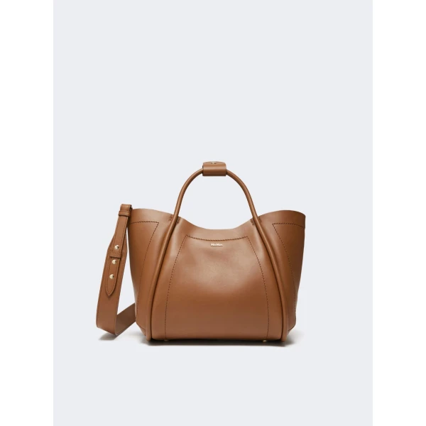 Max Mara Small Leather Marine Bag in Brown Bronze | Totes & Top-Handle Bags | Coveti