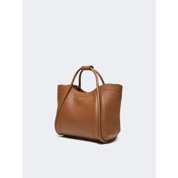 Max Mara Small Leather Marine Bag in Brown Bronze | Totes & Top-Handle Bags | Coveti