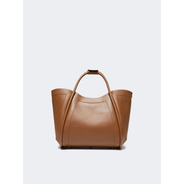 Max Mara Small Leather Marine Bag in Brown Bronze | Totes & Top-Handle Bags | Coveti
