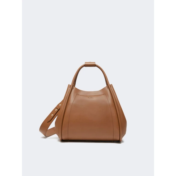 Max Mara Small Leather Marine Bag in Brown Bronze | Totes & Top-Handle Bags | Coveti