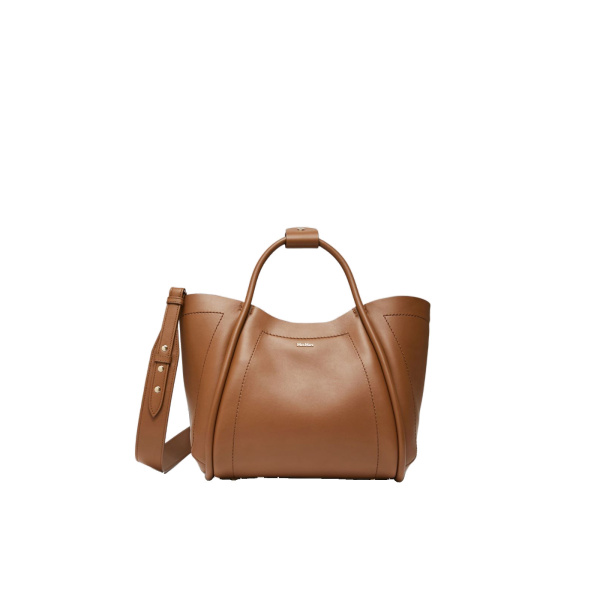 Max Mara Small Leather Marine Bag in Brown Bronze | Totes & Top-Handle Bags | Coveti