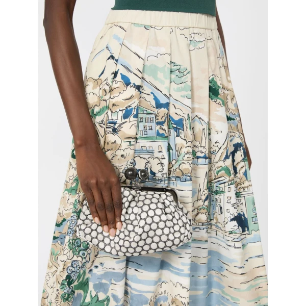 Max Mara Small Pasticcino Bag in Jacquard, Black | Clutch Bags | Coveti