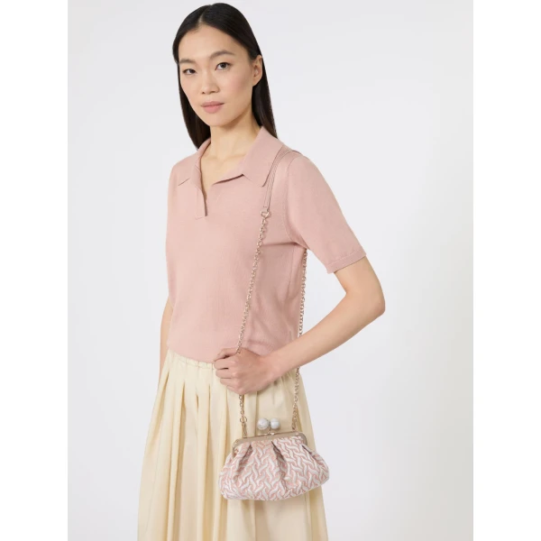 Max Mara Small Pasticcino Bag in Jacquard, Pink | Clutch Bags | Coveti