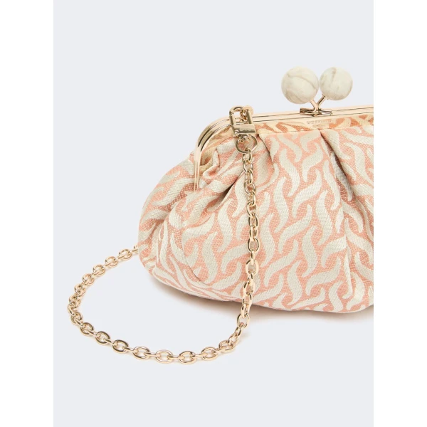 Max Mara Small Pasticcino Bag in Jacquard, Pink | Clutch Bags | Coveti