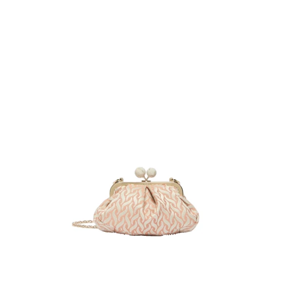 Max Mara Small Pasticcino Bag in Jacquard, Pink | Clutch Bags | Coveti