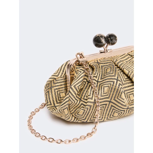 Max Mara Small Pasticcino Bag in Jacquard, Yellow | Clutch Bags | Coveti