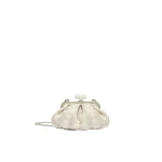 Max Mara Small Pasticcino Bag in Linen Silk and Cotton Jacquard, White | Clutch Bags | Coveti