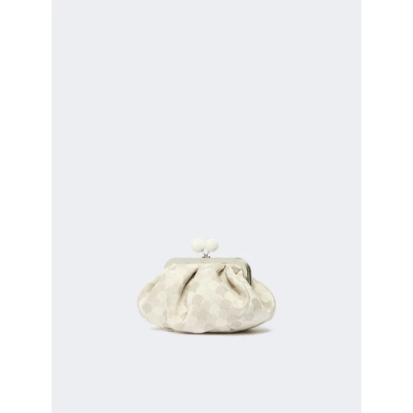Max Mara Small Pasticcino Bag in Linen Silk and Cotton Jacquard, White | Clutch Bags | Coveti