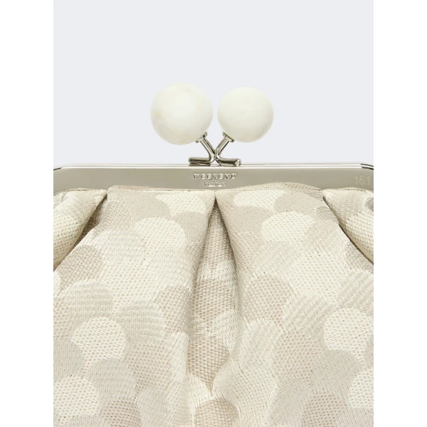 Max Mara Small Pasticcino Bag in Linen Silk and Cotton Jacquard, White | Clutch Bags | Coveti