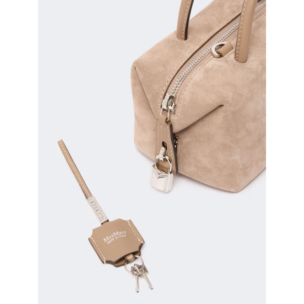 Max Mara Small Split Leather Boston Bag in Mud | Totes & Top-Handle Bags | Coveti