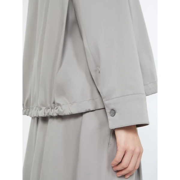 Max Mara Smeralda Cotton Satin Drawstring Blouse in Light Grey | Blouse | Coveti