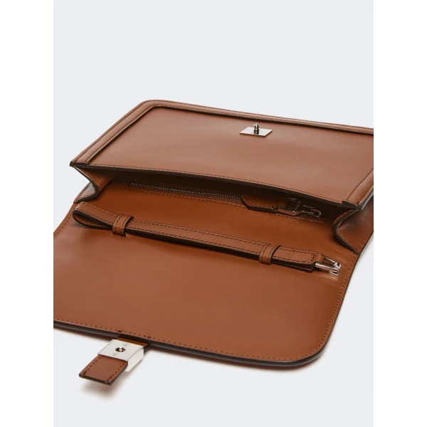 Max Mara Smooth Leather Clutch in Tobacco | Clutch Bags | Coveti