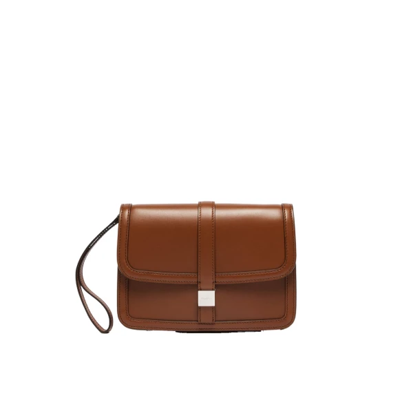 Smooth Leather Clutch in Tobacco