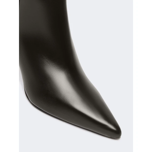 Max Mara Smooth Leather Stiletto Ankle Boots in Black | Boots | Coveti