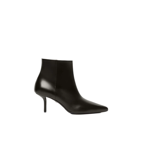 Max Mara Smooth Leather Stiletto Ankle Boots in Black | Boots | Coveti