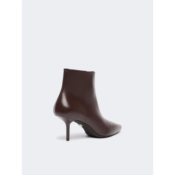 Max Mara Smooth Leather Stiletto Ankle Boots in Bordeaux | Boots | Coveti
