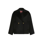 Max Mara Snob Double-Breasted Wool Pea Coat in Black | Wool Coat | Coveti
