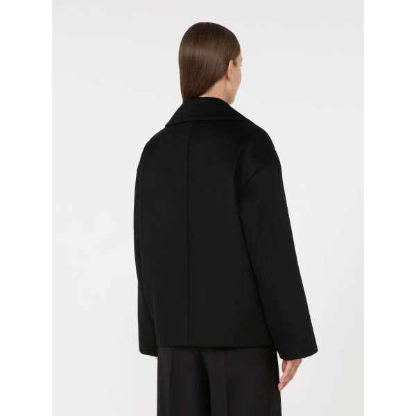 Max Mara Snob Double-Breasted Wool Pea Coat in Black | Wool Coat | Coveti