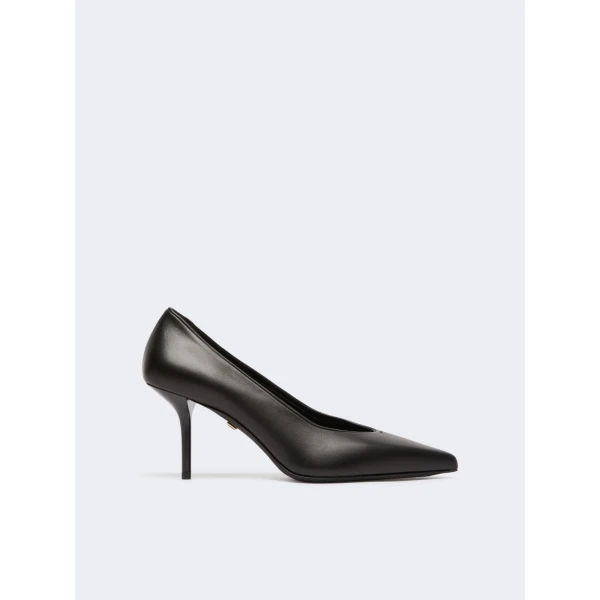 Max Mara Soft Nappa Leather Court Shoes in Black | Heels | Coveti