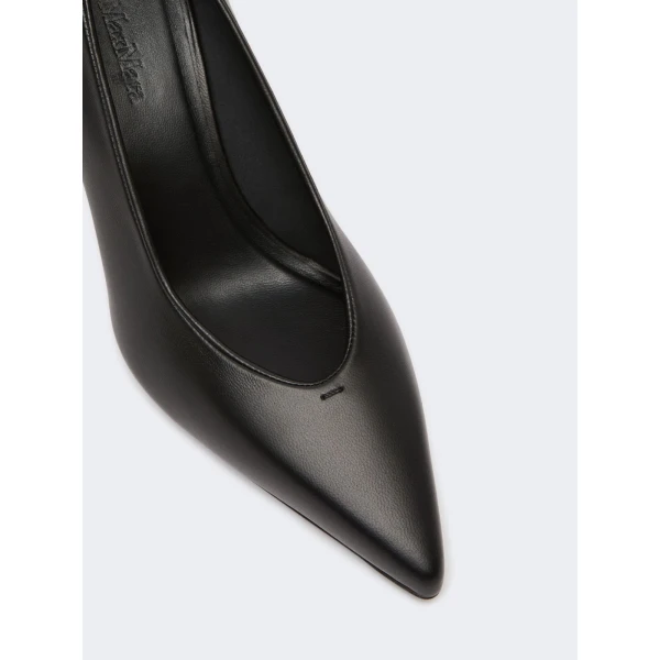 Max Mara Soft Nappa Leather Court Shoes in Black | Heels | Coveti