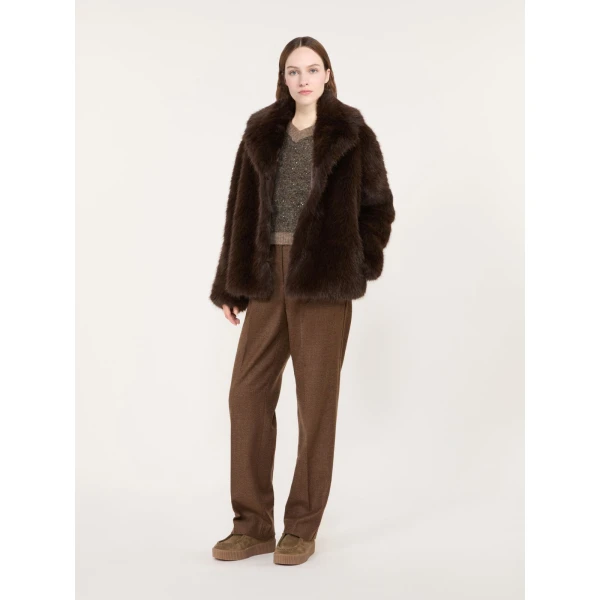 Max Mara Soft Textured Short Coat in Dark Brown | Coats | Coveti