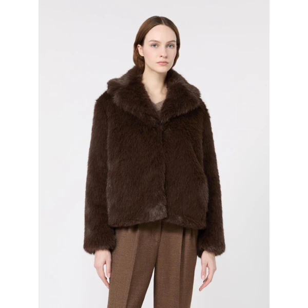 Max Mara Soft Textured Short Coat in Dark Brown | Coats | Coveti