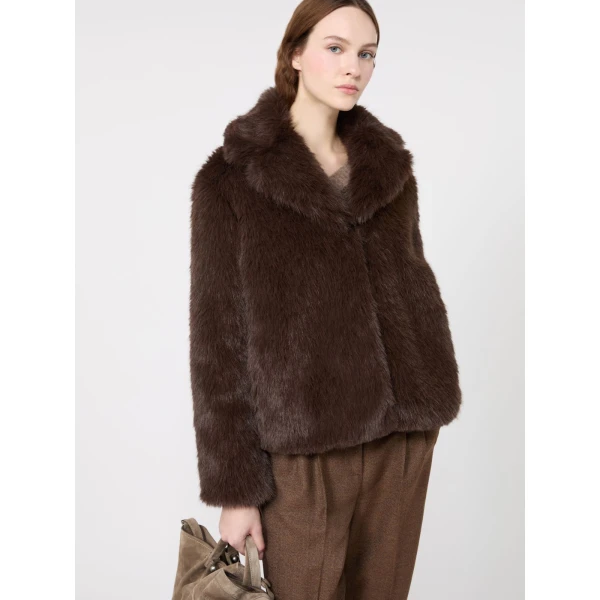 Max Mara Soft Textured Short Coat in Dark Brown | Coats | Coveti