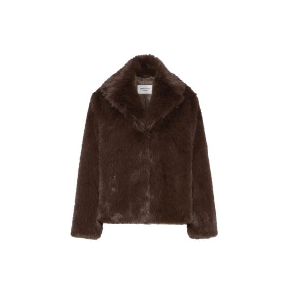 Max Mara Soft Textured Short Coat in Dark Brown | Coats | Coveti