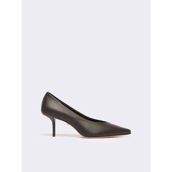 Max Mara Softpump Nappa Leather Court Shoes in Chocolate | Heels | Coveti