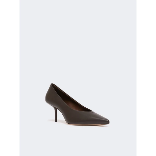 Max Mara Softpump Nappa Leather Court Shoes in Chocolate | Heels | Coveti